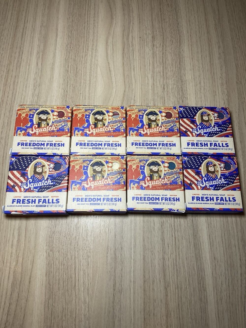 Limited Edition Dr. Squatch FREEDOM FRESH 5 Oz Bar Soap X 8